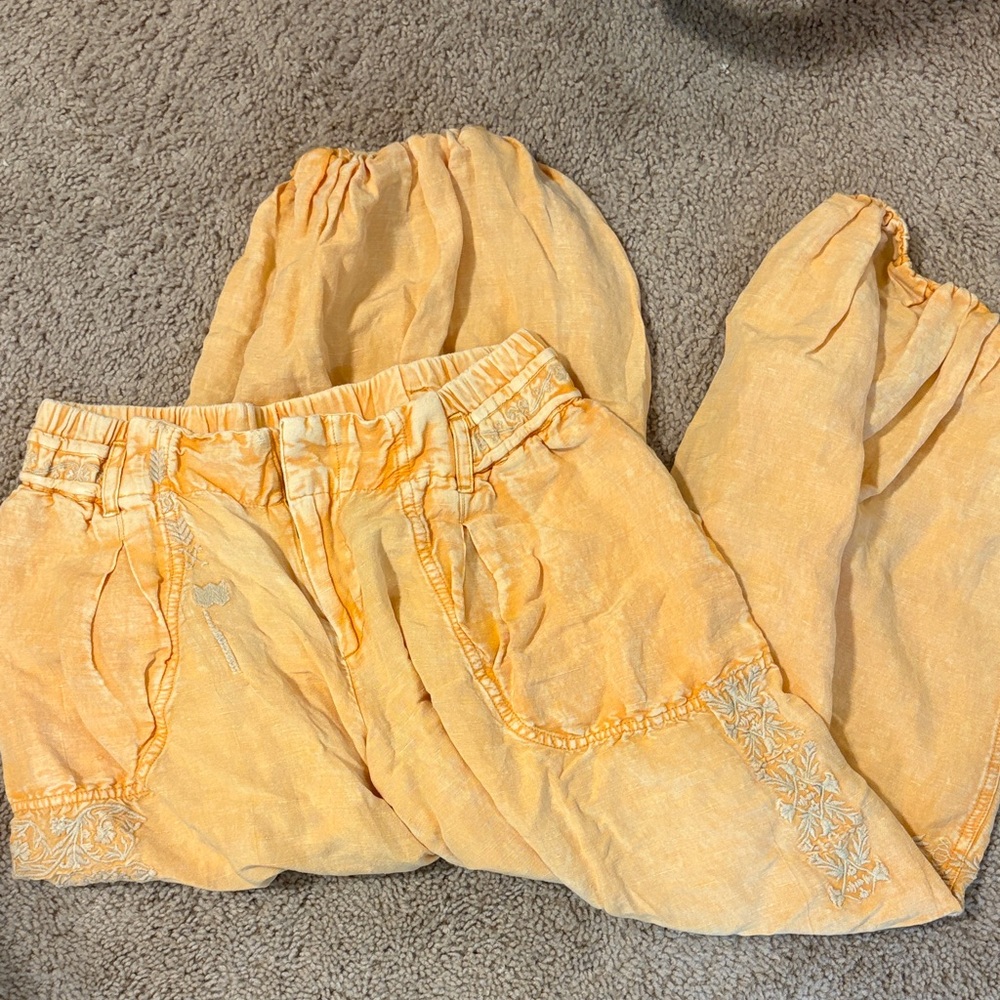 Anthropologie Embroidered Elastic-Waist Jogger pants